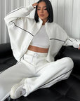 Women's Suit Long Sleeve Half Turtleneck Cardigan Trousers