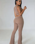 Women's Open Side Tank Top and Flare Pants Suit