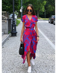 Summer Polka Dot Split Hem Long Dress