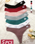 5Pcs Women Cotton Waffle Style G-string Panties