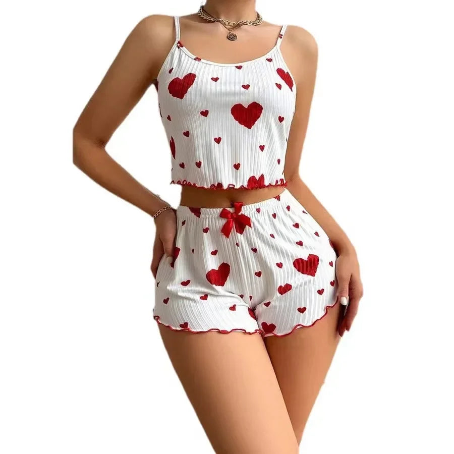 Women's Short Tank Tops And Shorts Pajamas Set