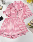 Women's  Print Striped 2 Piece Pajama Set