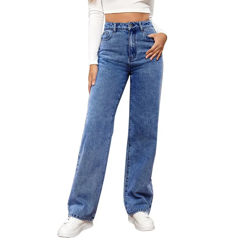 Denim High Waist Loose Fit Pants