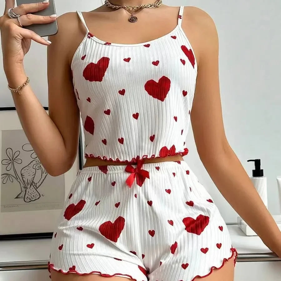 Women's Short Tank Tops And Shorts Pajamas Set