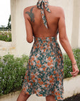 Bohemian Floral Print Backless Hot Lady Dress