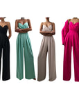 Women's Spaghetti Straps V Neck Jumpsuit