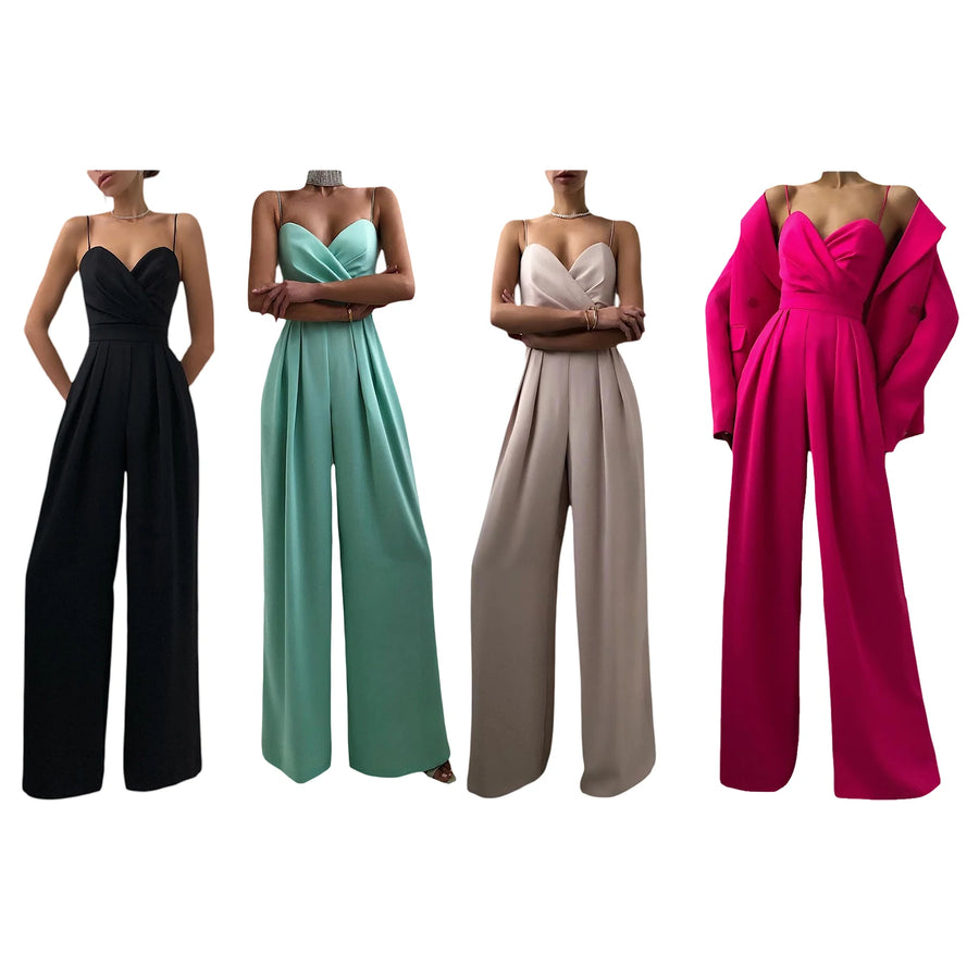 Women's Spaghetti Straps V Neck Jumpsuit