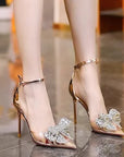 Transparent  Pumps Rhinestone Butterfl-knot Wedding Shoes