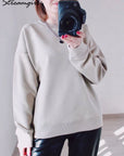 Women O Neck Loose Cotton Oversize Sweatshirts