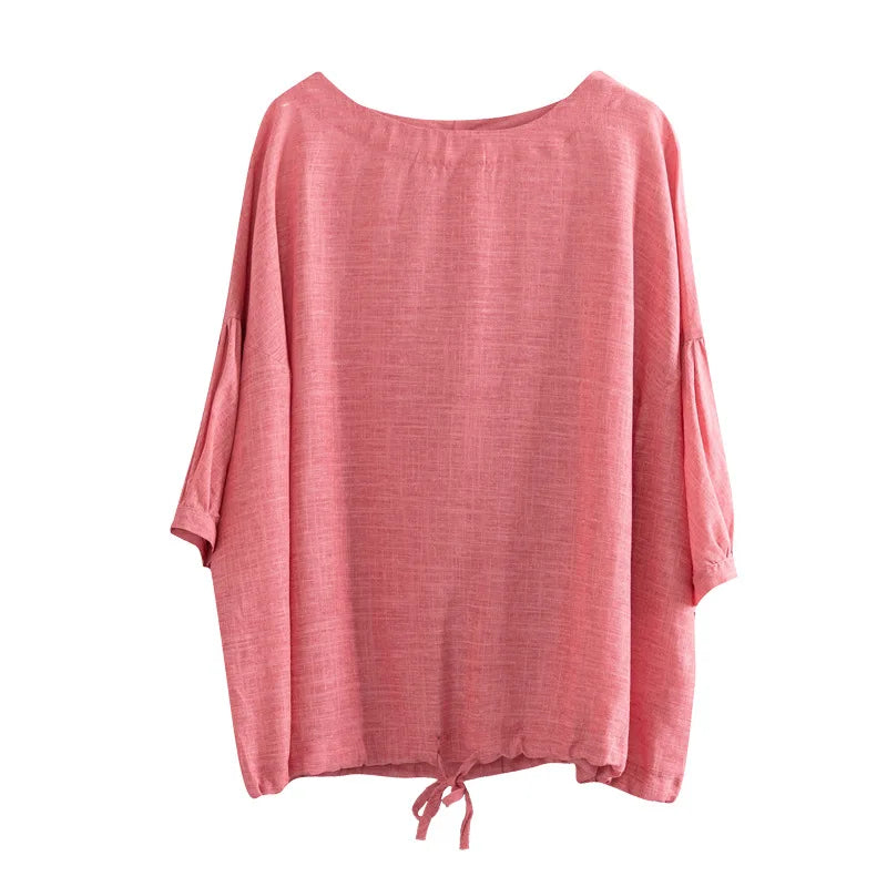 Women Loose Batwing Solid Color Blouse