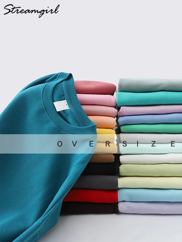 Women O Neck Loose Cotton Oversize Sweatshirts