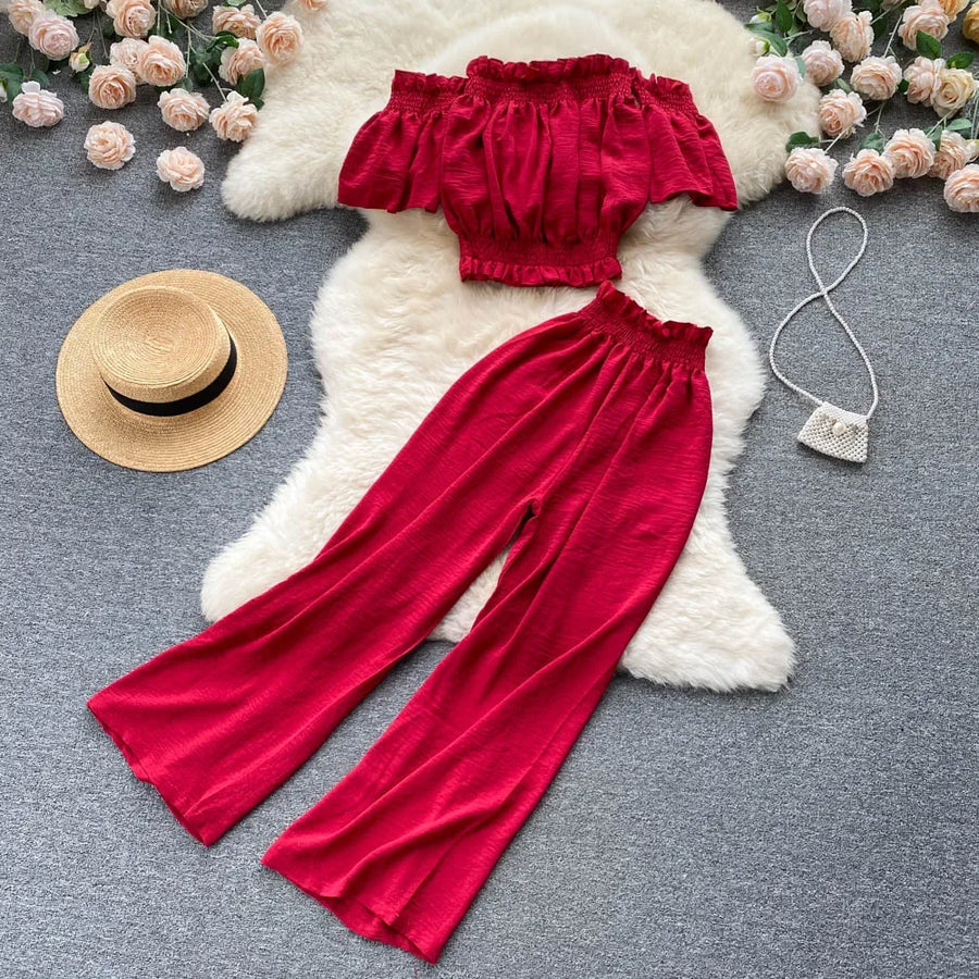 Fashionable Wide Leg Pants Suit