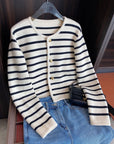 Striped knitted cardigan