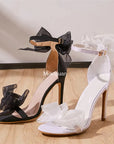 Ribbon Bow Stiletto Heels Wedding Shoes