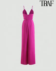 Women's Hollow Out Pleated Wide Leg Jumpsuits