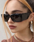 Black Vintage Rectangle Luxury Women's Sunglasses