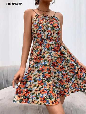 Sexy Floral Print Short Dress