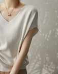 V Neck Batwing Sleeve Top