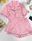 Women's  Print Striped 2 Piece Pajama Set