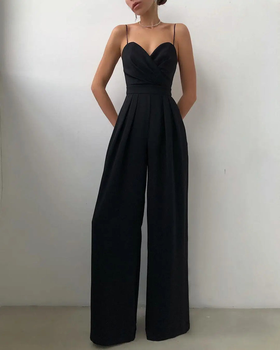 Women's Spaghetti Straps V Neck Jumpsuit