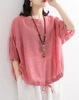 Women Loose Batwing Solid Color Blouse