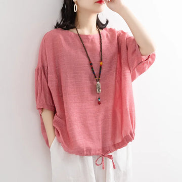 Women Loose Batwing Solid Color Blouse