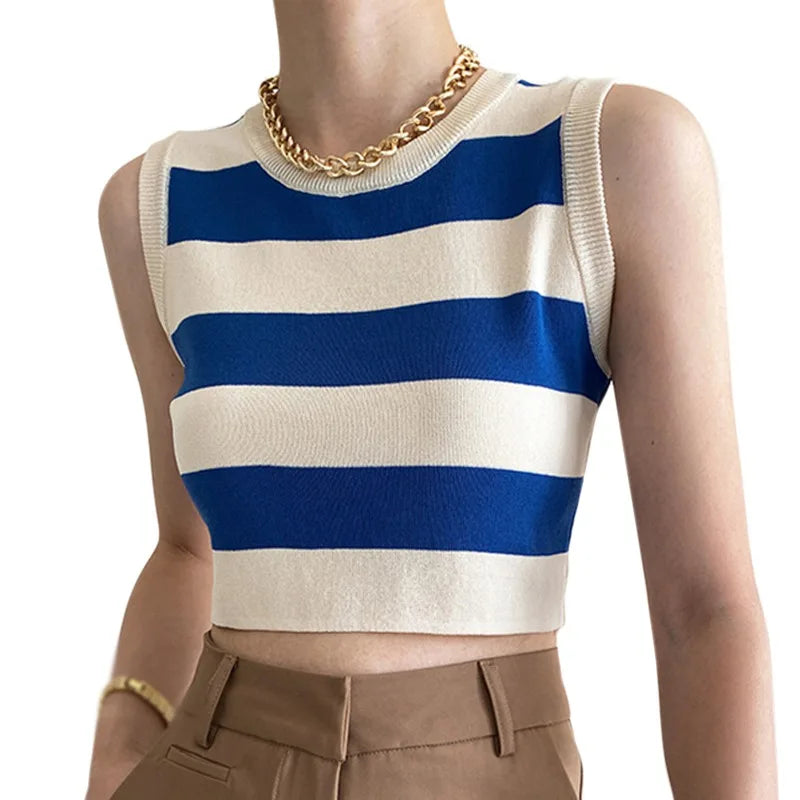 Round Neck Striped Tank Top