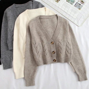 V Neck Cropped Cardigan