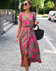 Summer Polka Dot Split Hem Long Dress