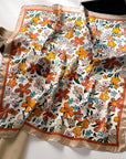 Floral Print Square Silk Scarf