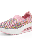 Women's Mixed Color Woven Wedge Rocking Sneakers