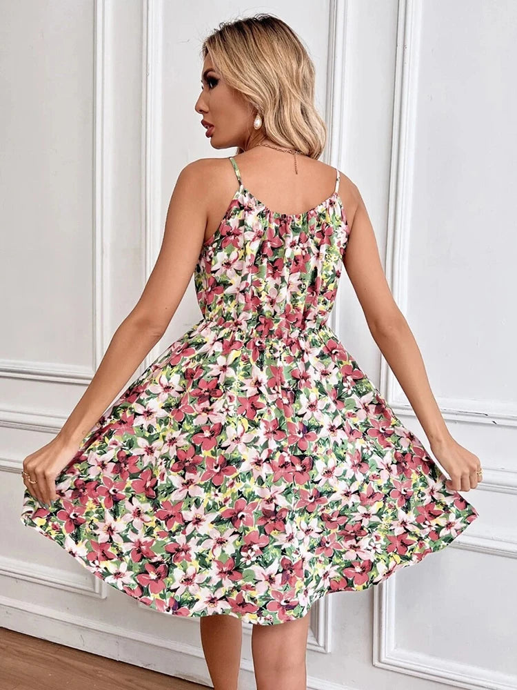 Sexy Floral Print Short Dress