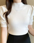 Fashion Half High Collar Knitted Blouse