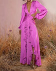 Elegant Fashion  Pleated Ruffled Long  Party Dress