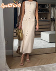 Elegant Single Breasted Knitted Long Dress