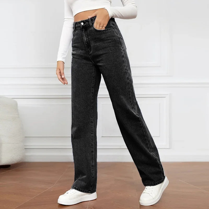 Denim High Waist Loose Fit Pants