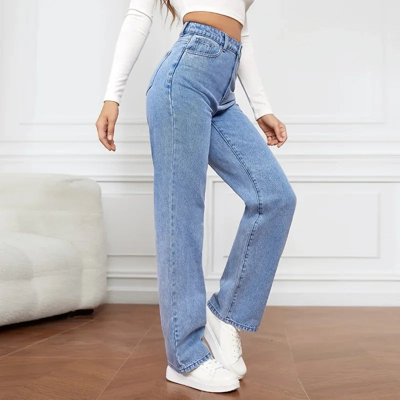 Denim High Waist Loose Fit Pants