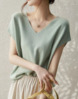 V Neck Batwing Sleeve Top