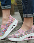 Women's Mixed Color Woven Wedge Rocking Sneakers