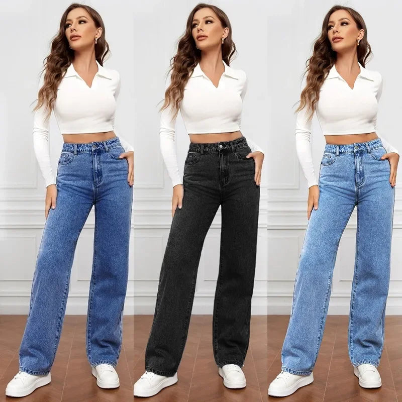 Denim High Waist Loose Fit Pants