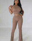 Women's Open Side Tank Top and Flare Pants Suit