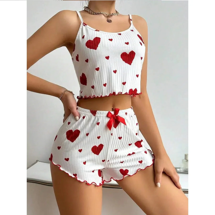 Women's Short Tank Tops And Shorts Pajamas Set