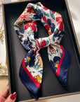 Floral Print Square Silk Scarf