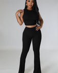 Women's Open Side Tank Top and Flare Pants Suit