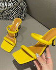 Summer Square Toe Thin Heels Sandals