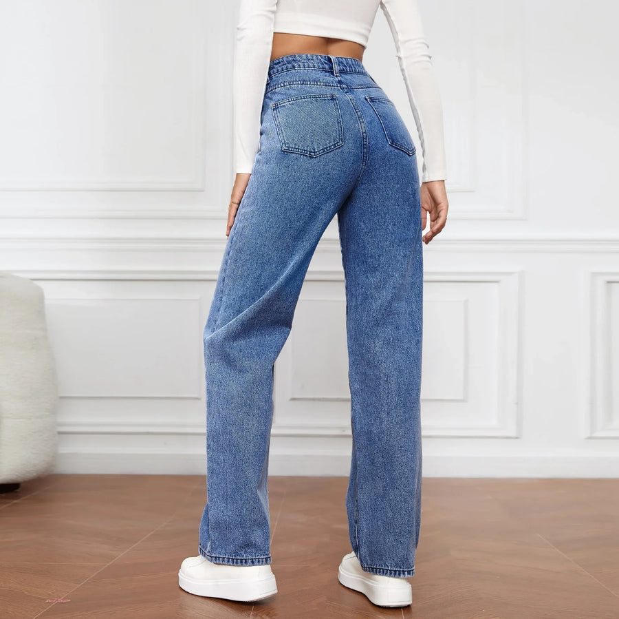 Denim High Waist Loose Fit Pants