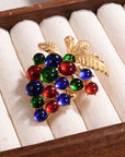 Retro Style Colorful Purple Grape Shape Brooch