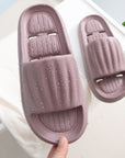 Summer Solid Color Stripe Slippers Non-slip Floor Bathroom Slipper Indoor House Shoes For Men Women Couples