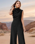 Casual Sleeveless Solid Color Wide Leg Jumpsuit