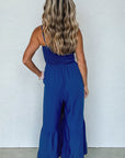 Women's Solid Color High Waist Strap Fitted Waist Jumpsuit